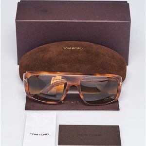 New - Tom Ford Duke Tf754 Soft Squared Acetate Shape Enriched Sunglasses